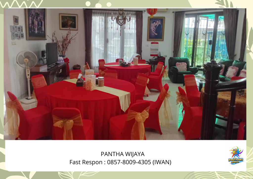 Rental Meja Bulat Set Kursi Merah Area Bekasi 