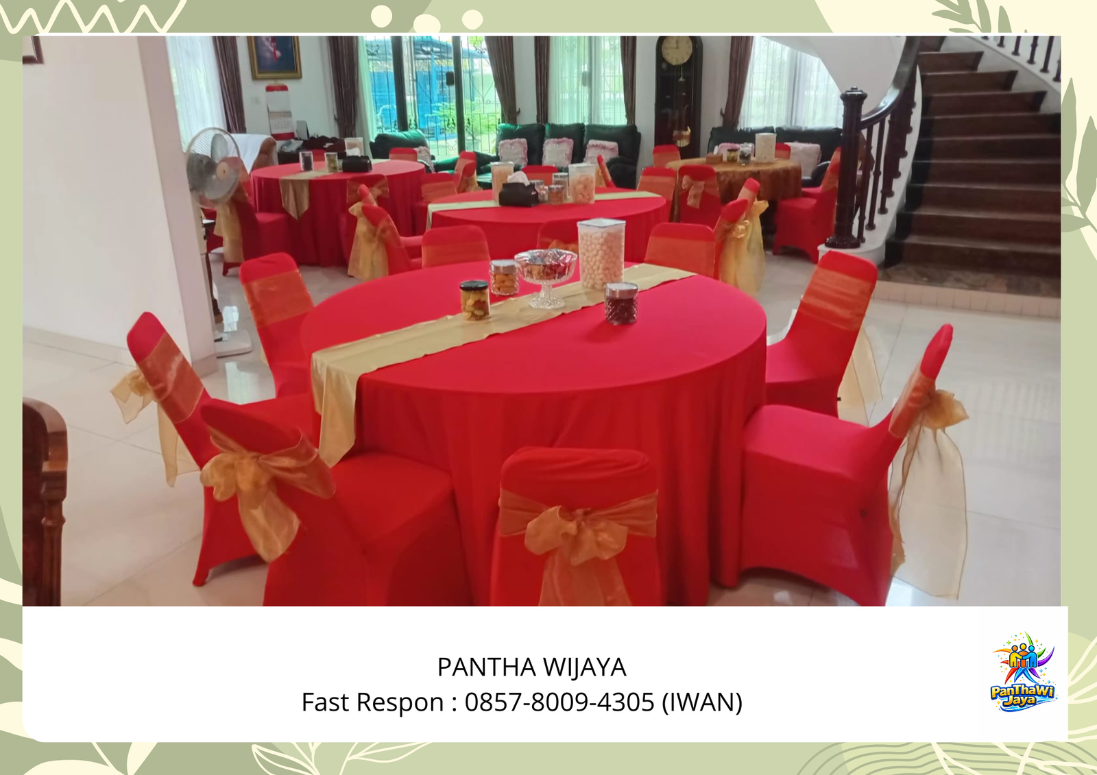 Rental Meja Bulat Set Kursi Merah Area Bekasi
