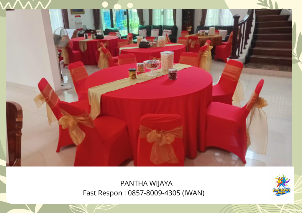 Rental Meja Bulat Set Kursi Merah Area Bekasi 
