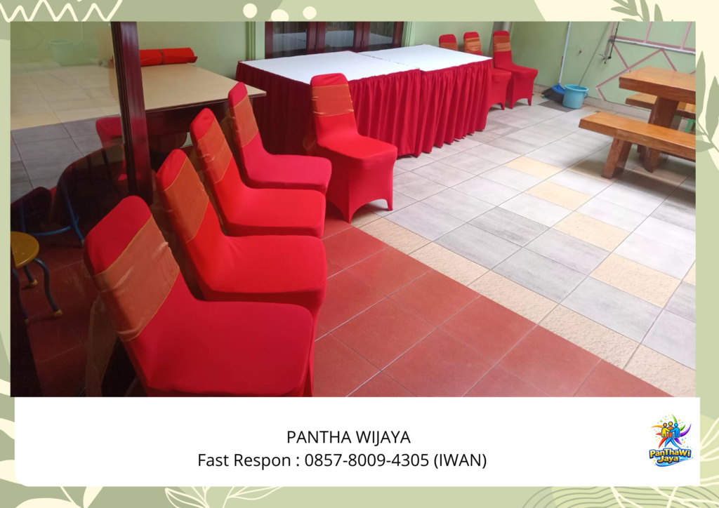 Rental Meja Bulat Set Kursi Merah Area Bekasi 