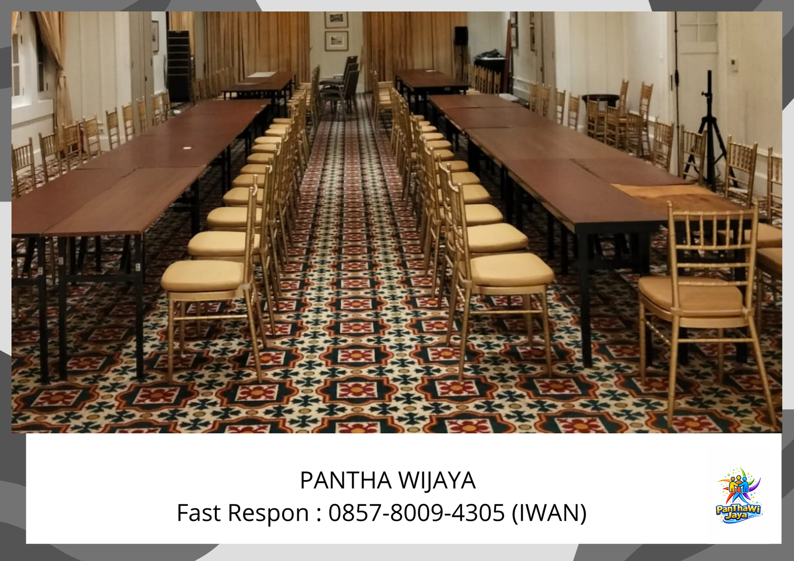 Rental Kursi Tiffany Putih Gold Hitam Kerangka Kayu Area Jakarta