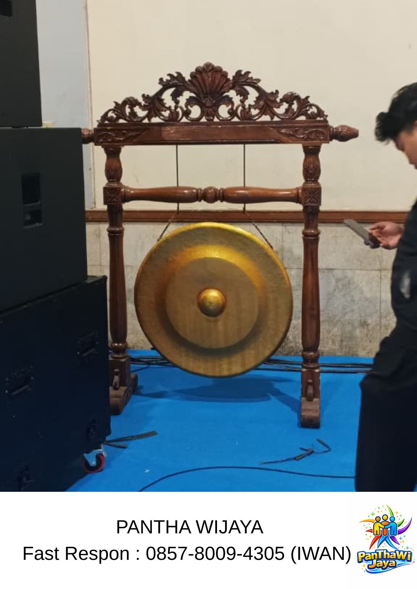 Sewa Gong Peresmian Warna Gold Kaki Ukiran Area Jakarta