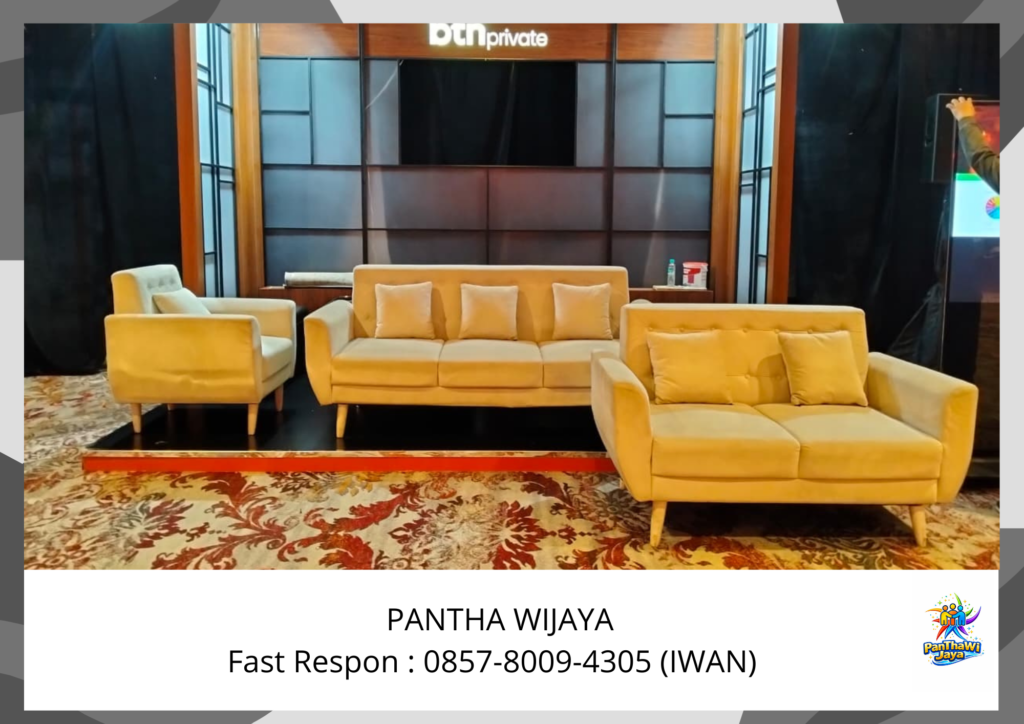 Sewa Sofa Minimalis Kaki Kayu Warna Coklat Susu Jakarta
