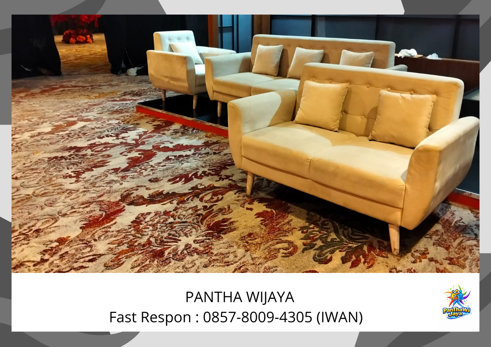 Sewa Sofa Minimalis Kaki Kayu Warna Coklat Susu Jakarta
