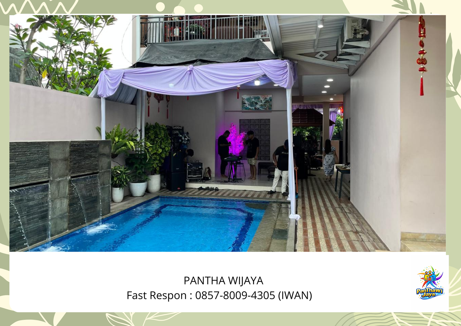 Sewa Tenda Dekorasi Kain Ungu Putih Poni Ungu Jakarta