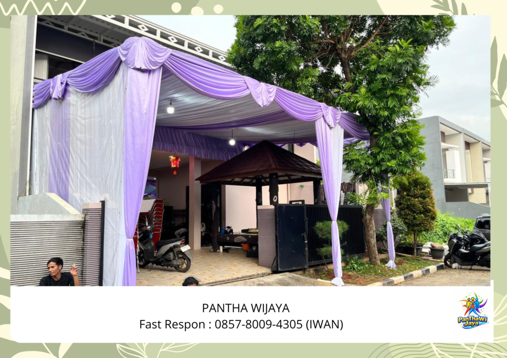 Sewa Tenda Dekorasi Kain Ungu Putih Poni Ungu Jakarta