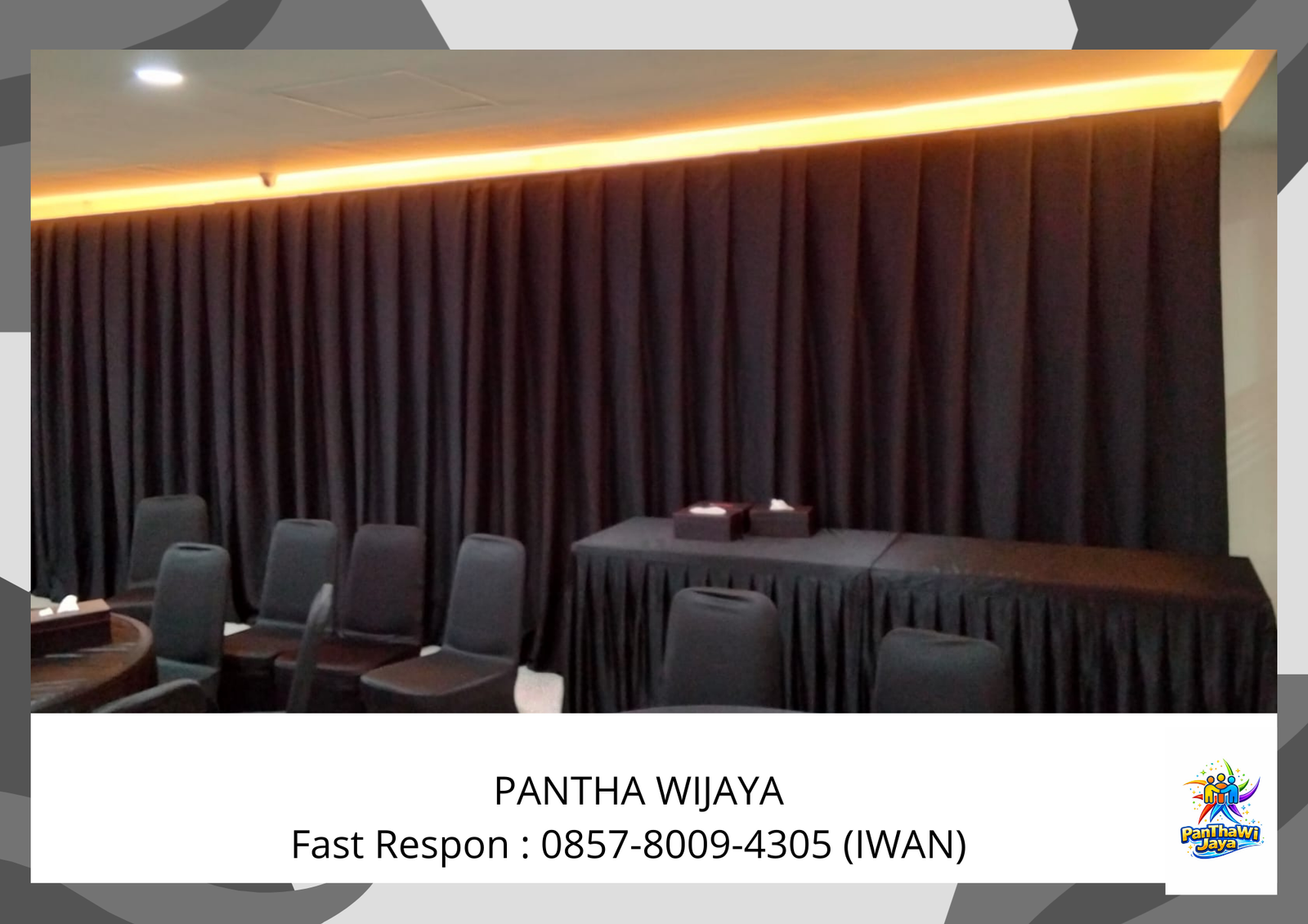 Sewa Tirai Hitam Tebal bahan Lotto Jakarta