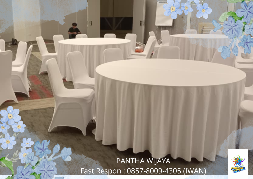 Jasa Round Table Cover Tebar Putih Area Bekasi