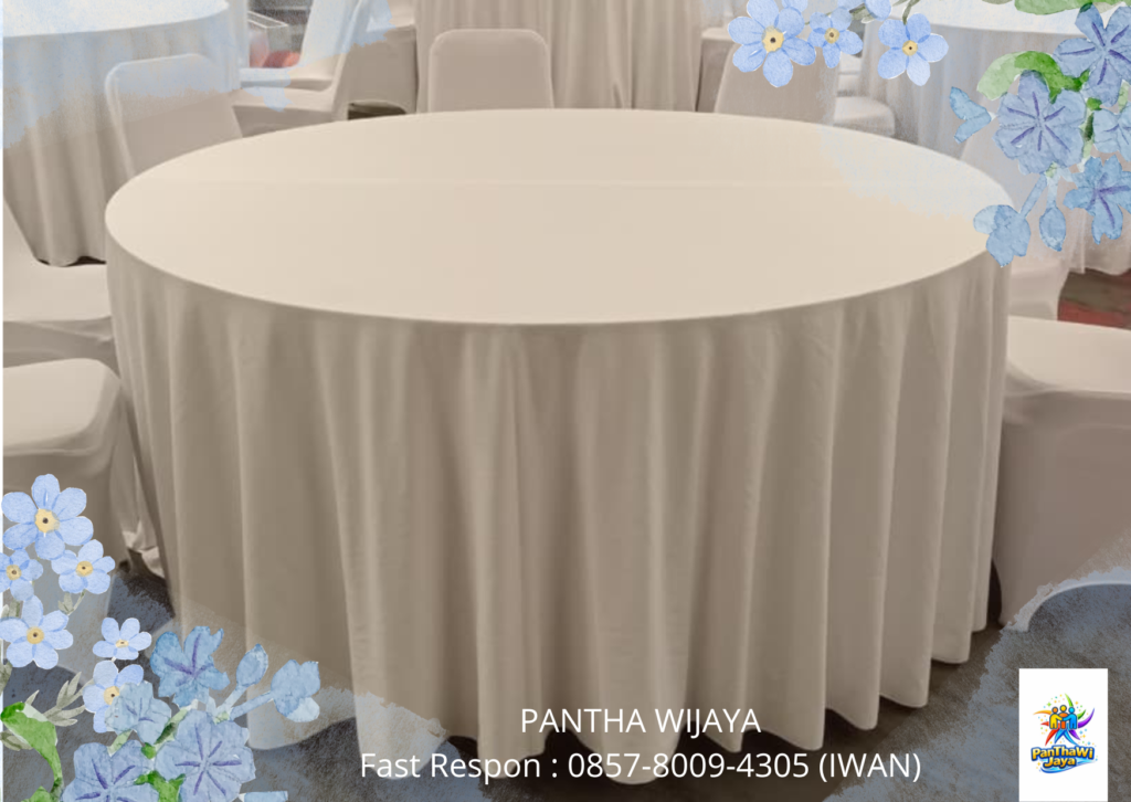 Jasa Round Table Cover Tebar Putih Area Bekasi