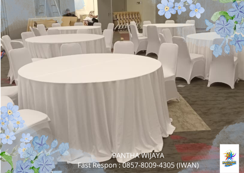 Jasa Round Table Cover Tebar Putih Area Bekasi