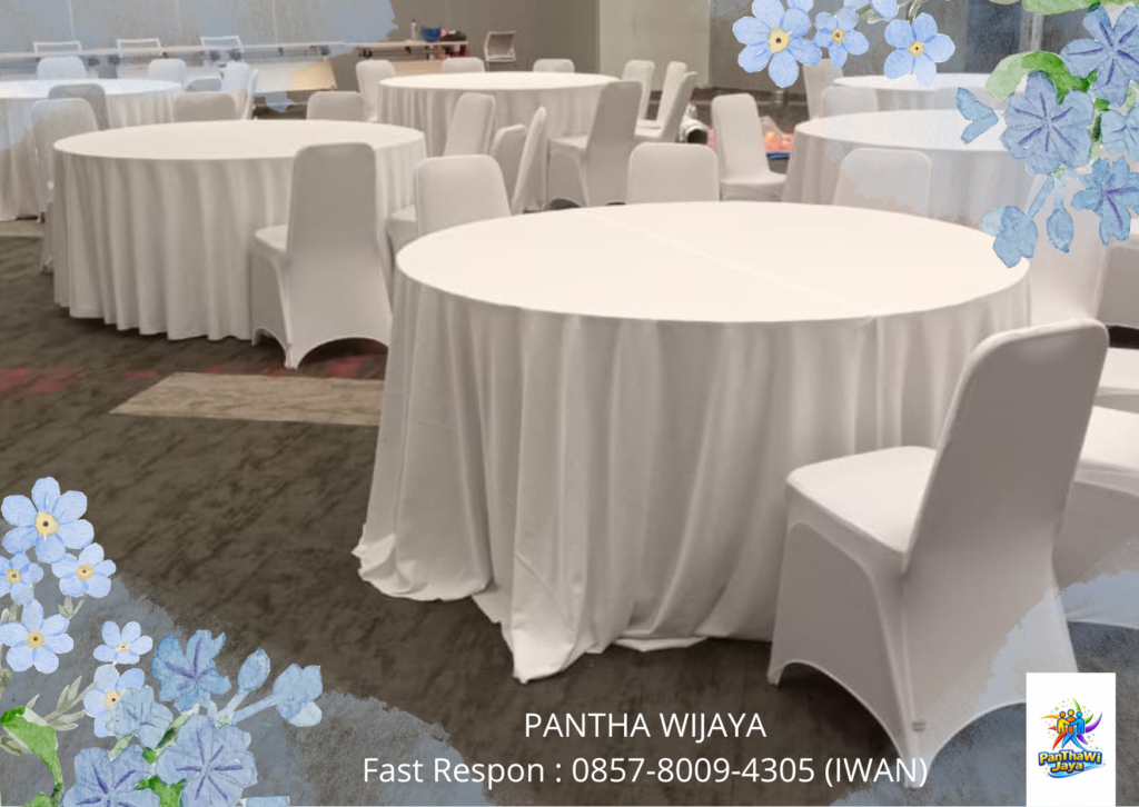 Jasa Round Table Cover Tebar Putih Area Bekasi