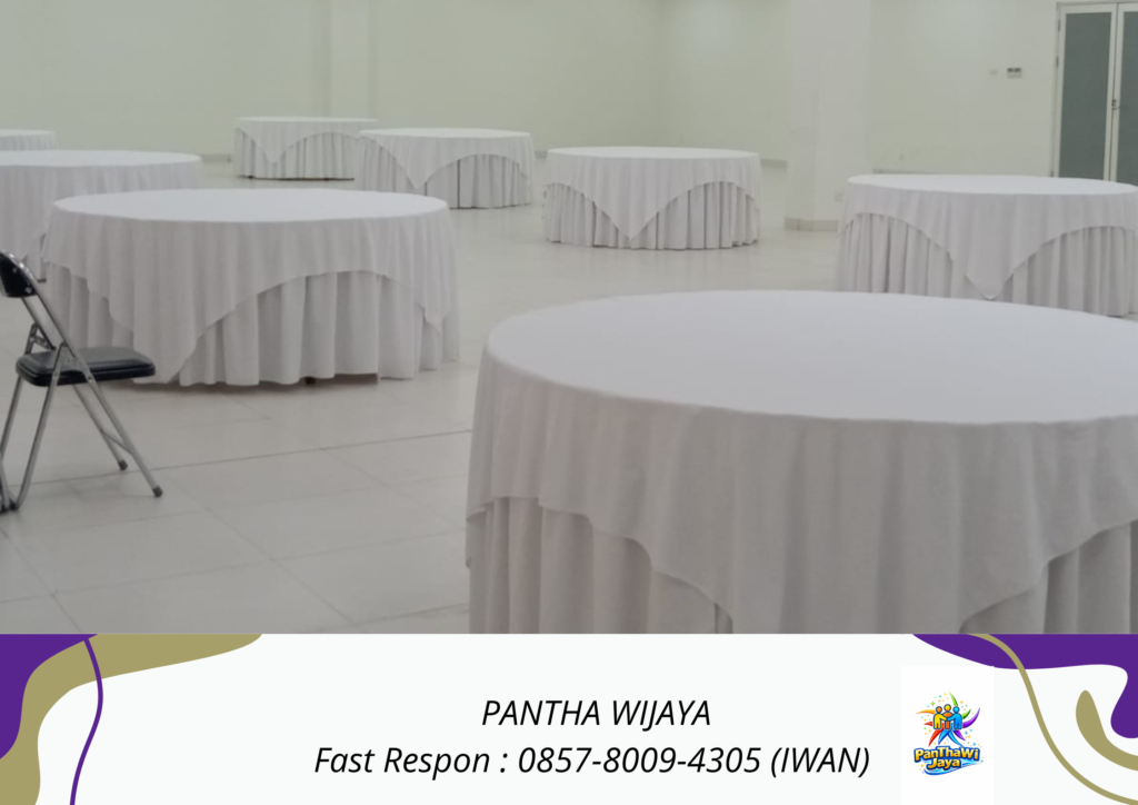 Ready Meja Bundar Taplak Putih Area Cikarang