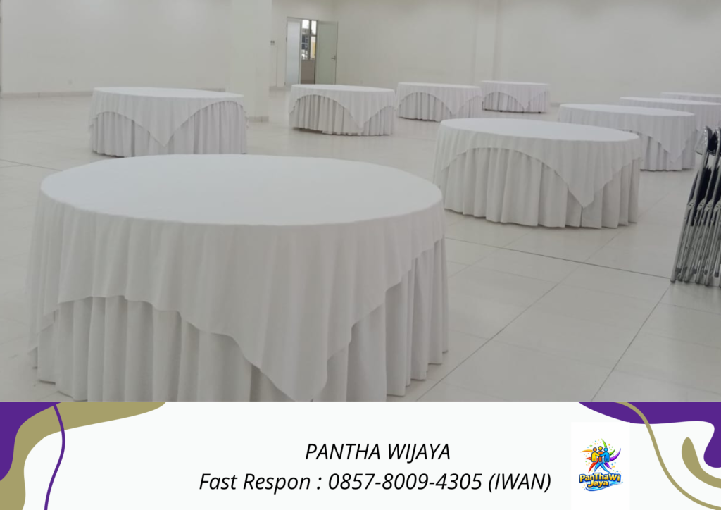 Ready Meja Bundar Taplak Putih Area Cikarang