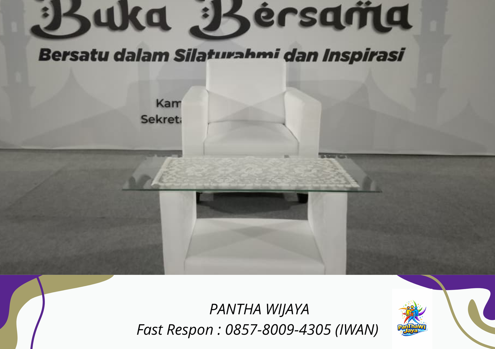 Ready Sofa Single Meja VIP Kaca Karpet Sajadah Area Cikampek