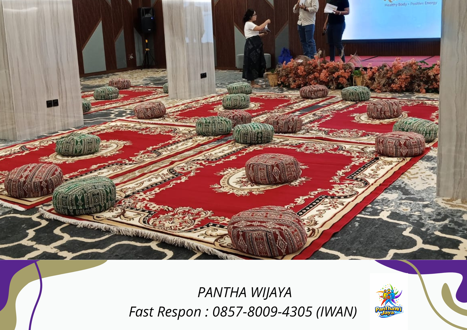 Rental Karpet Permadani Bantal Lesehan Bulat Tangerang Banten