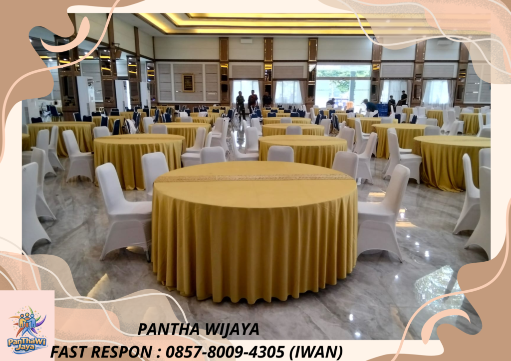 Rental Meja Bundar Warna Gold Area Depok