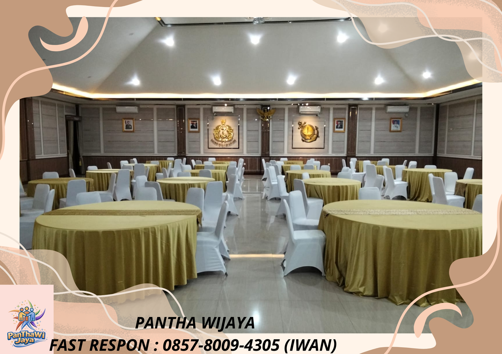 Rental Meja Bundar Warna Gold Area Depok
