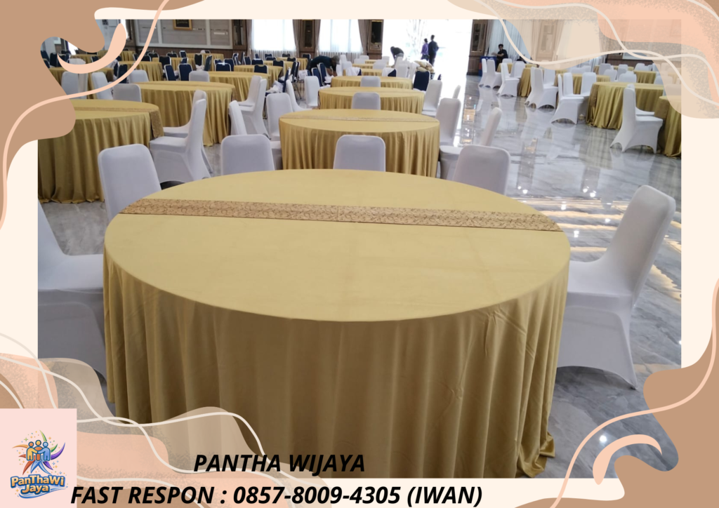 Rental Meja Bundar Warna Gold Area Depok