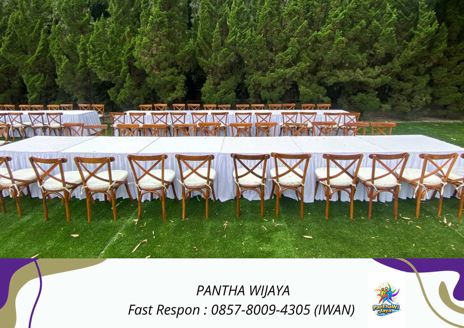 Rental Meja Kotak Kursi Crossback Karawang
