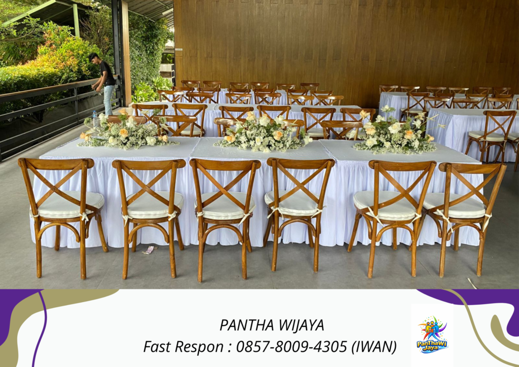 Rental Meja Kotak Kursi Crossback Karawang
