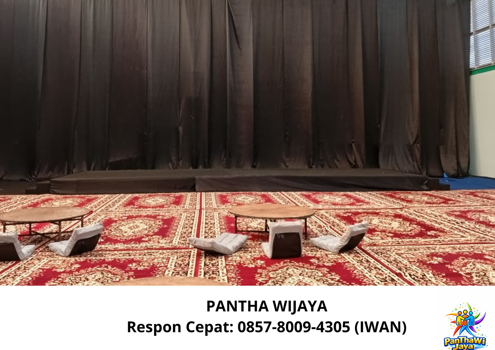 Sewa Karpet Permadani Merah Tirai Hitam Jakarta