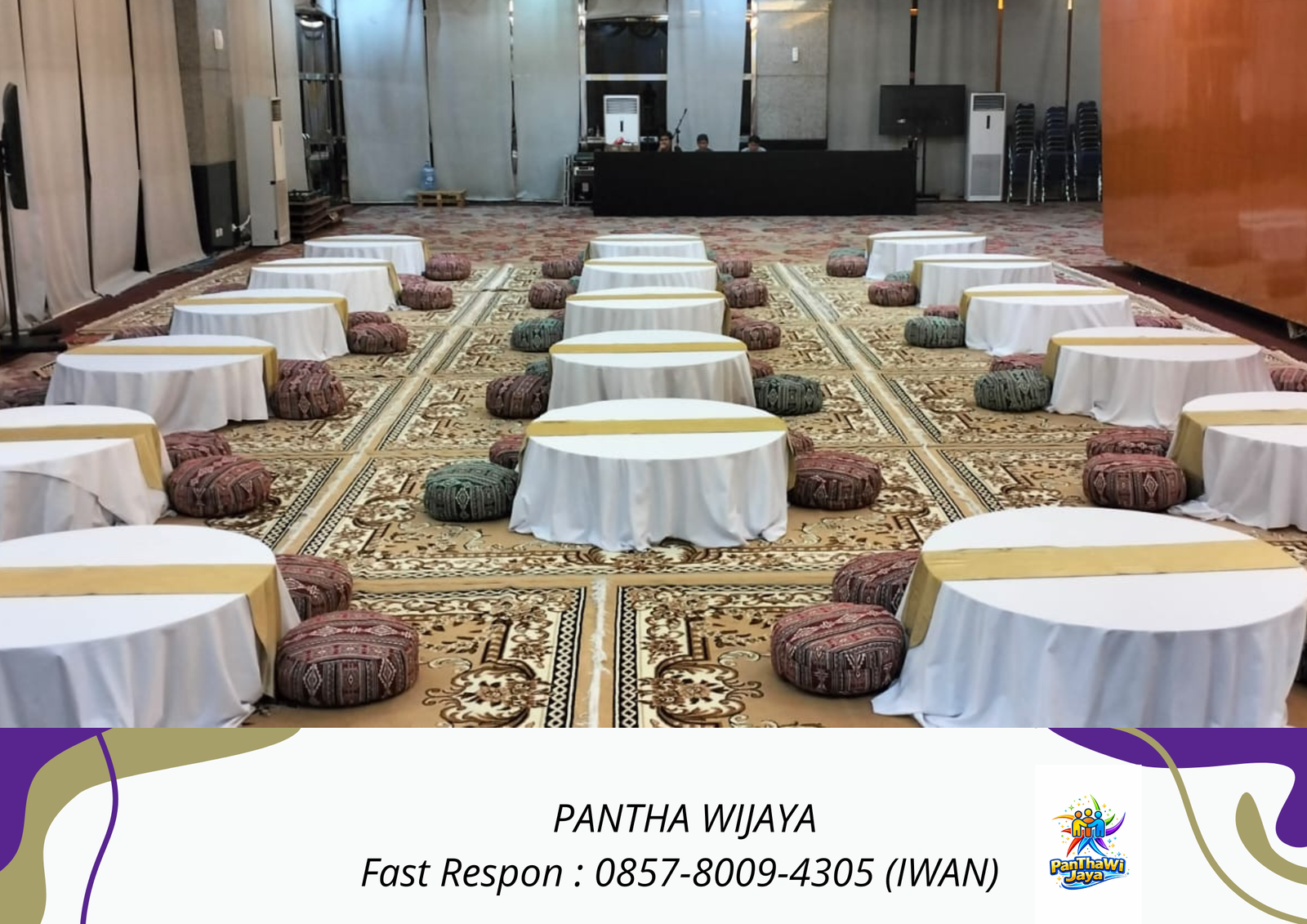 Sewa Meja Bundar Lesehan Karpet Permadani Area Jakarta