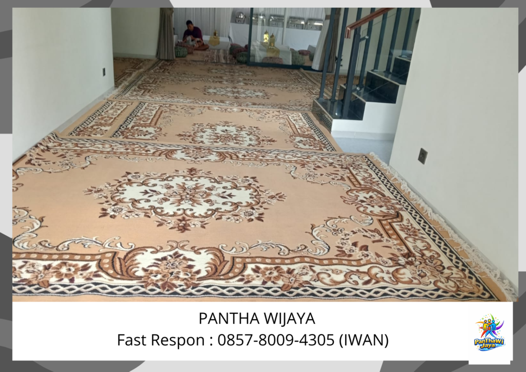 Sewa Meja Bundar Lesehan Karpet Permadani Cokelat Area Bogor
