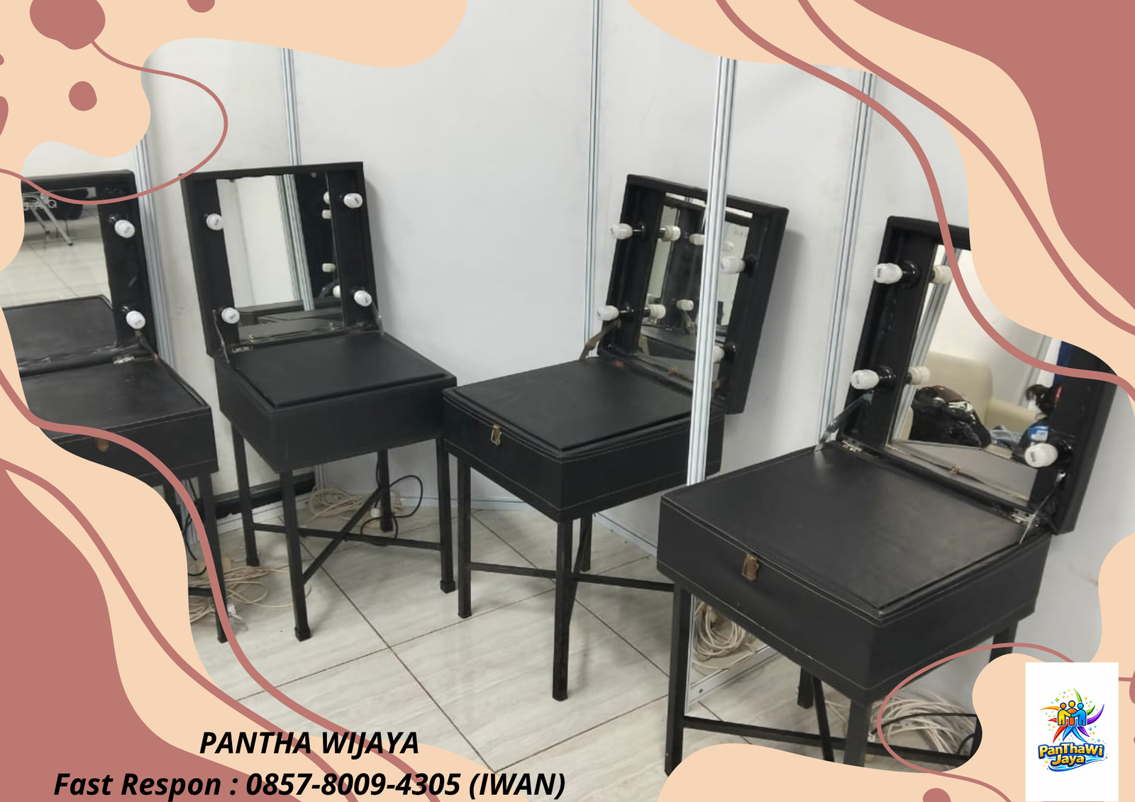 Sewa Meja Kaca Rias VIp Hitam Jakarta