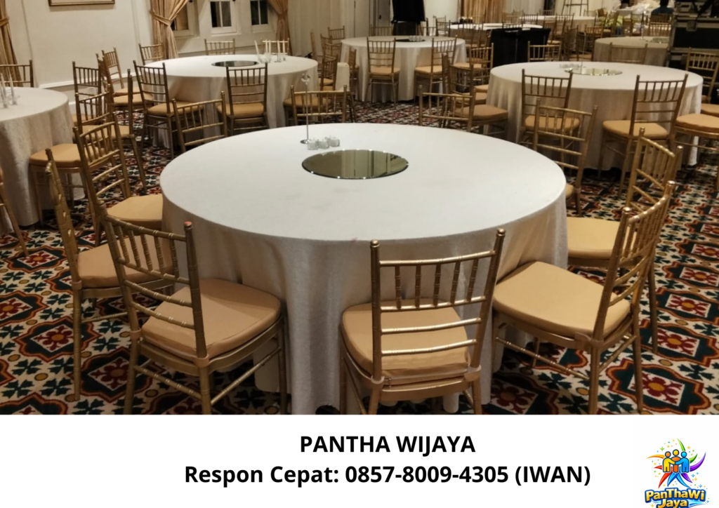 Sewa Round Table Taplak Putih Kursi Tiffany Gold Area Jakarta