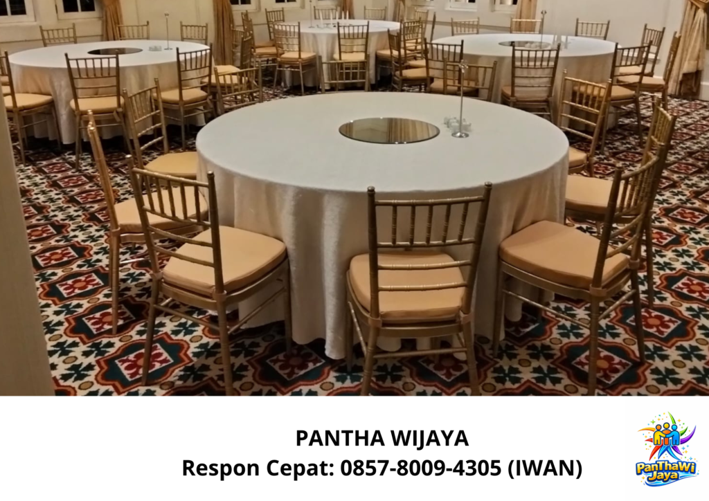 Sewa Round Table Taplak Putih Kursi Tiffany Gold Area Jakarta