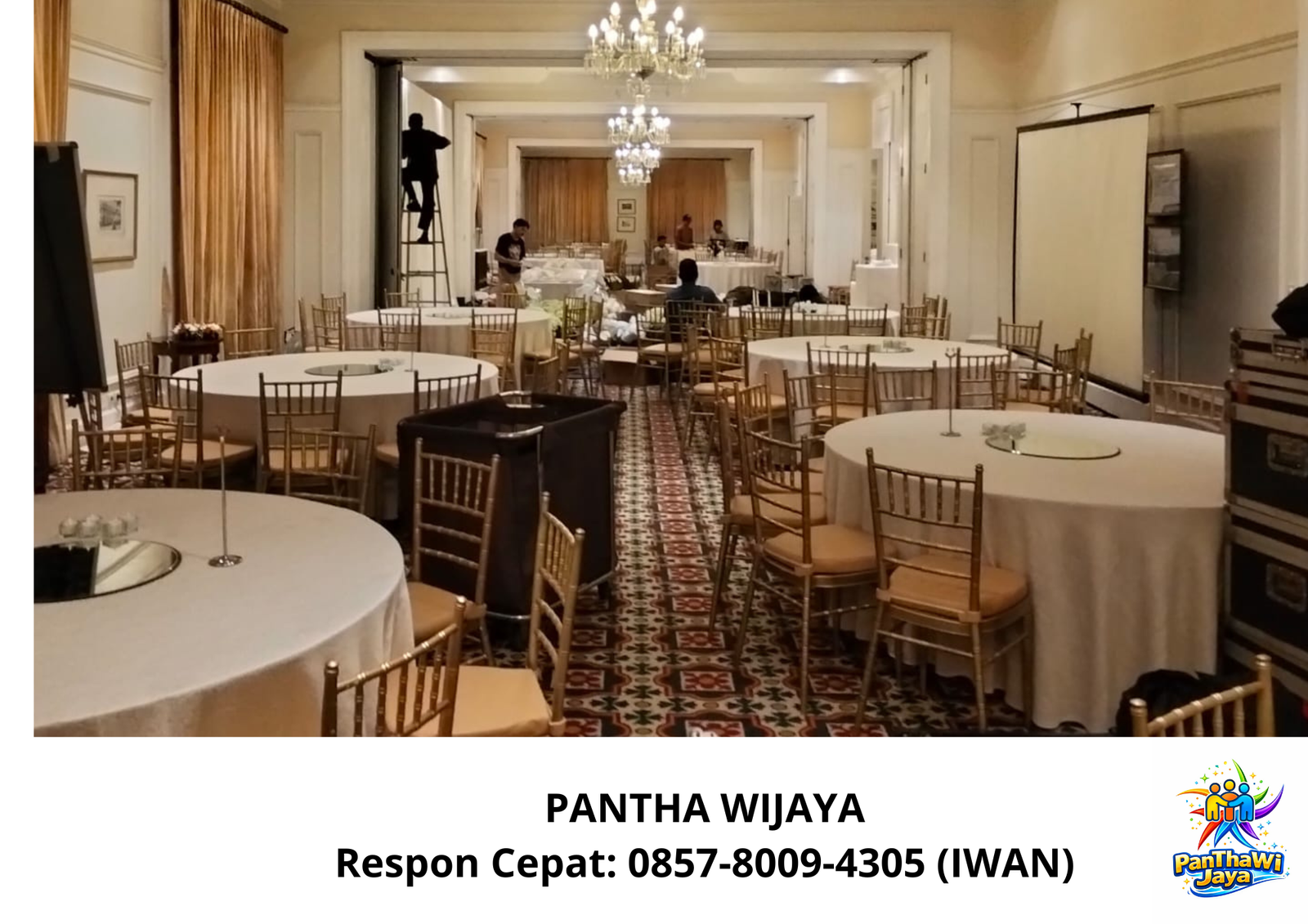 Sewa Round Table Taplak Putih Kursi Tiffany Gold Area Jakarta