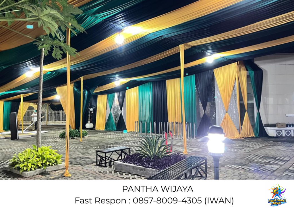 Sewa Tenda Dekor Serut Konvensional Kain Hitam Gold Jakarta