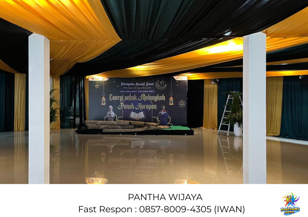 Sewa Tenda Dekor Serut Konvensional Kain Hitam Gold Jakarta