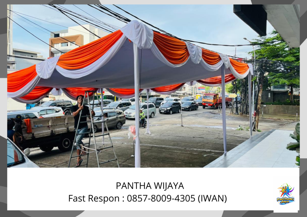 Sewa Tenda Dekor Type Plafon Poni Putih Merah Area Bogor