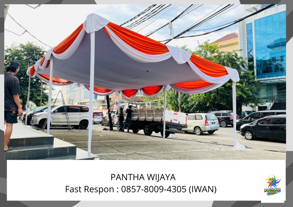 Sewa Tenda Dekor Type Plafon Poni Putih Merah Area Bogor