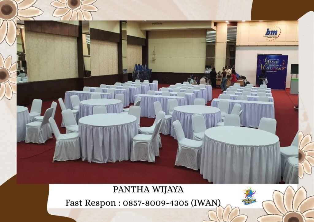 Rental Meja Bundar, Meja Ibm, Meja Kotak Full Cover Cikarang