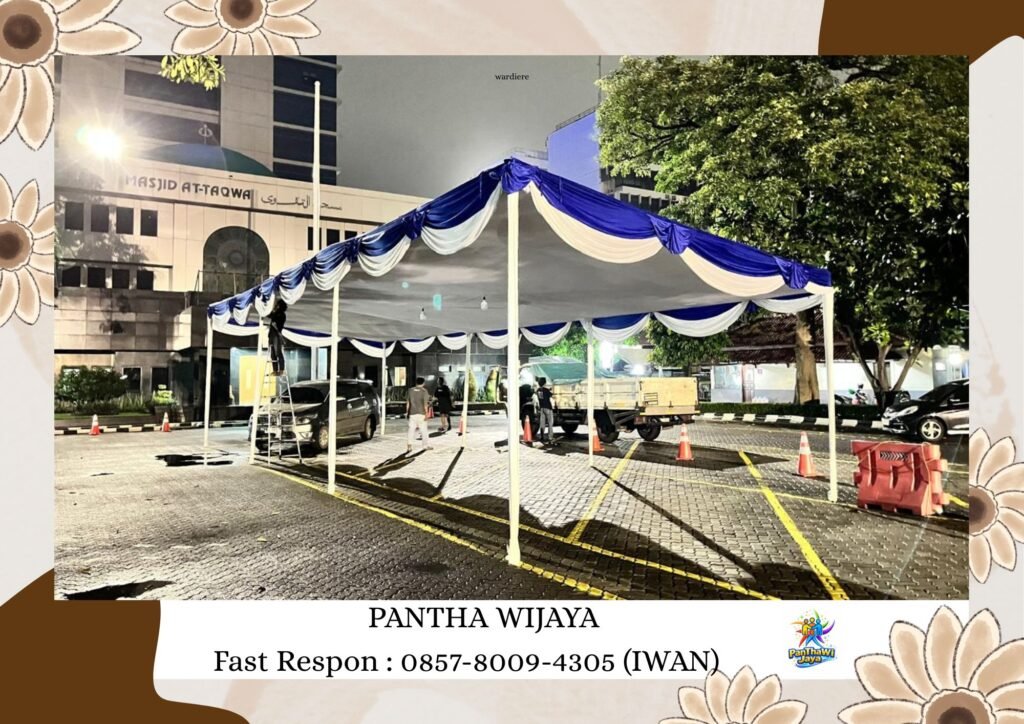 Jasa Sewa Tenda Plafon Poni Biru Putih Cikarang