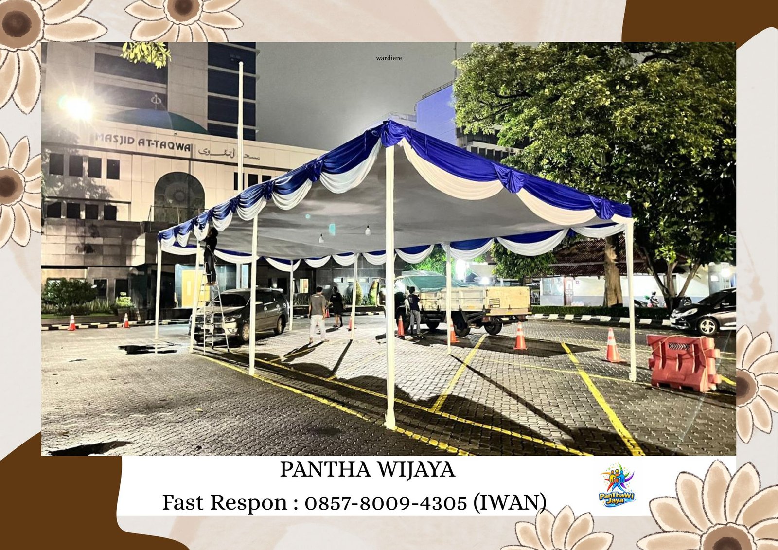 Jasa Sewa Tenda Plafon Poni Biru Putih Cikarang