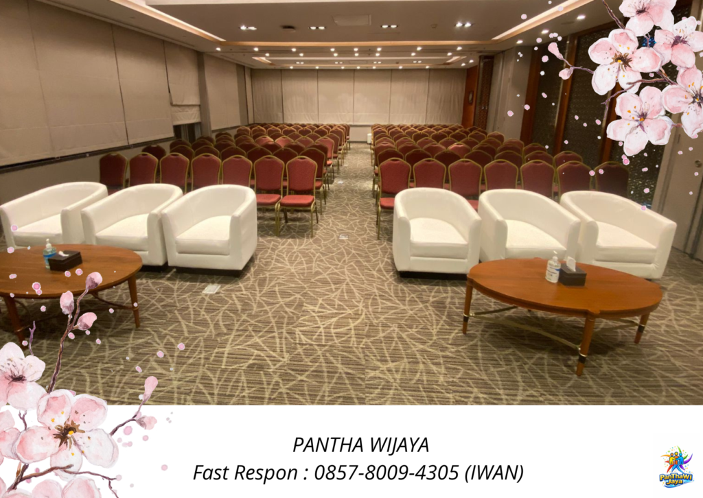 Sewa Meja Kaca Vip Sofa Putih Oval Jakarta