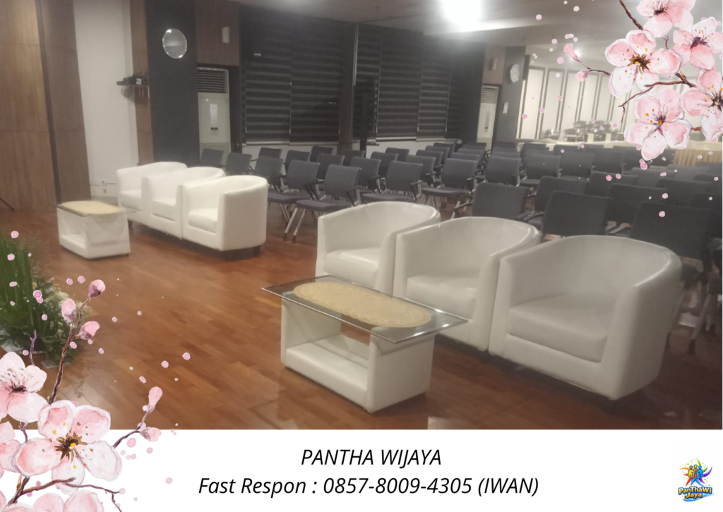 Sewa Meja Kaca Vip Sofa Putih Oval Jakarta
