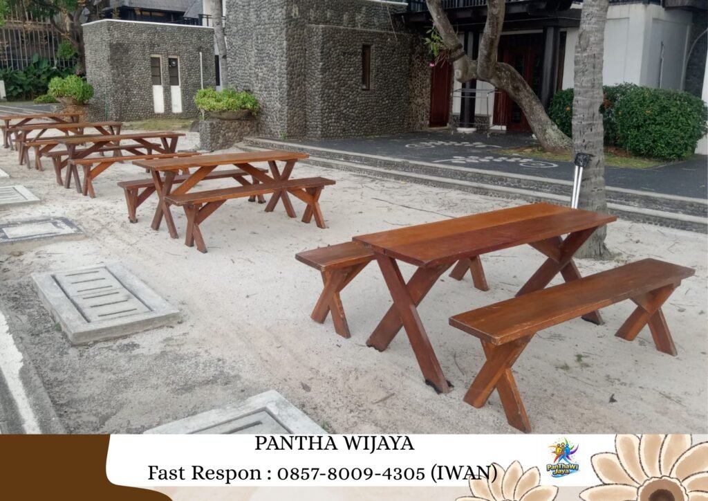 Sewa Meja Kursi Taman VIP Kayu Kaki Silang Jakarta