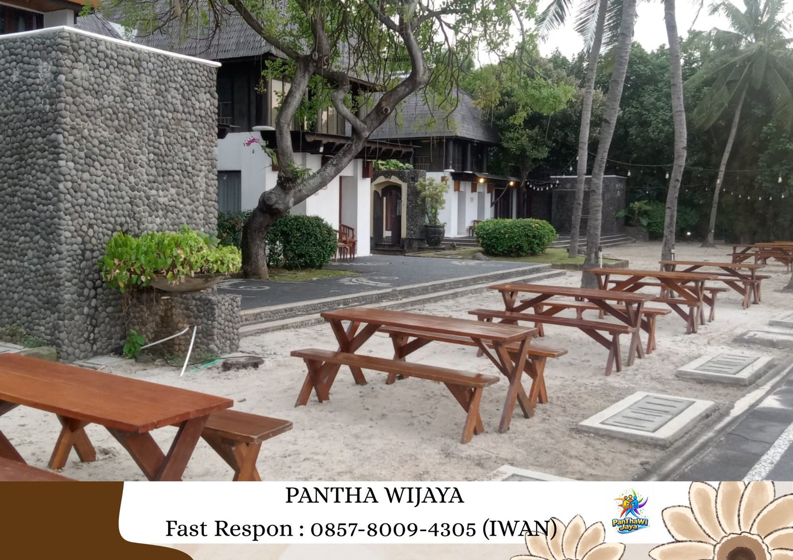 Sewa Meja Kursi Taman VIP Kayu Kaki Silang Jakarta