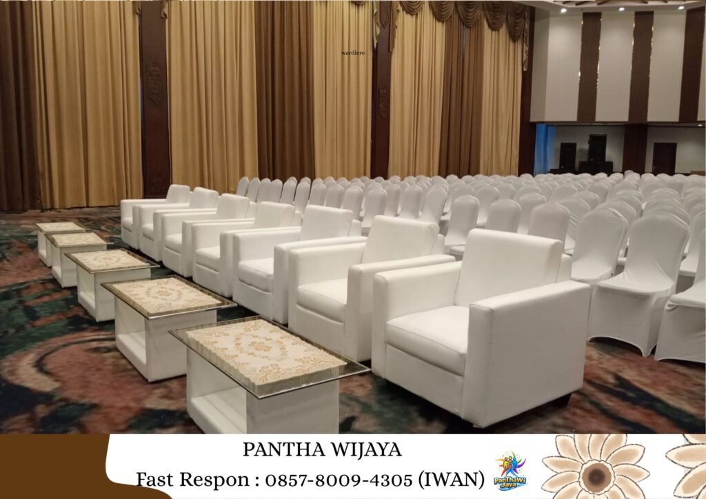 Sewa Sofa Putih, Meja Kaca VIP, Kursi Futura Karawang