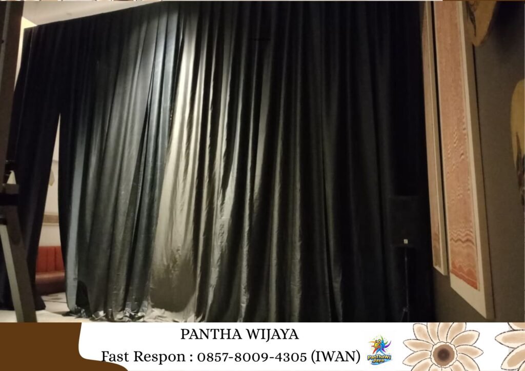 Rental Tirai Tebal Hitam Bahan Lotto Area Cikarang Bekasi