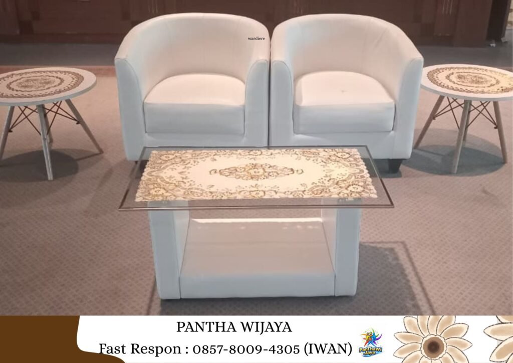 Sewa Sofa Putih Model Oval Area Jababeka