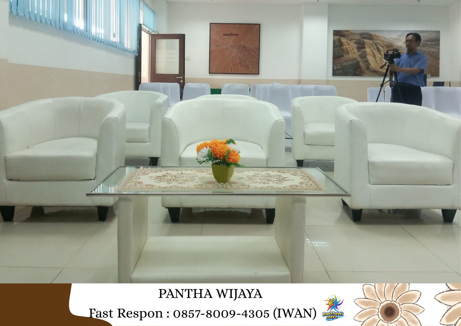 Sewa Sofa Putih Model Oval Area Jababeka