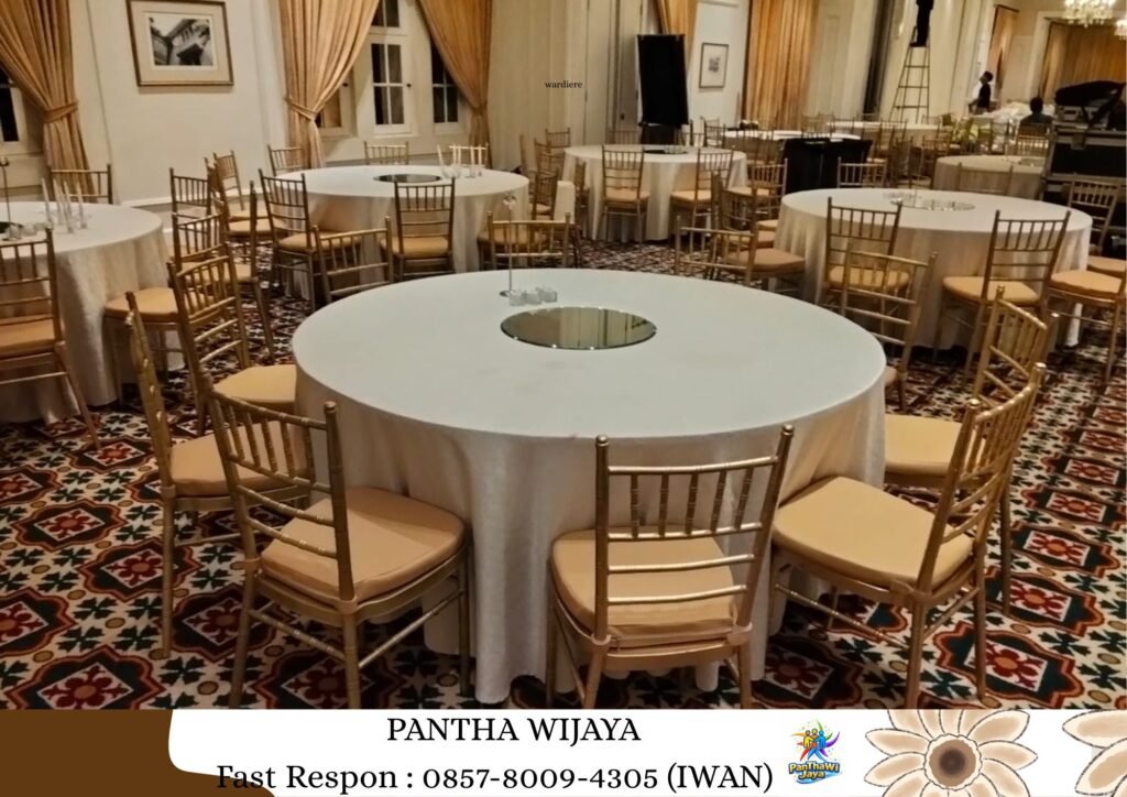 Rental Round Table Tiffany Chairs Gold Cikarang
