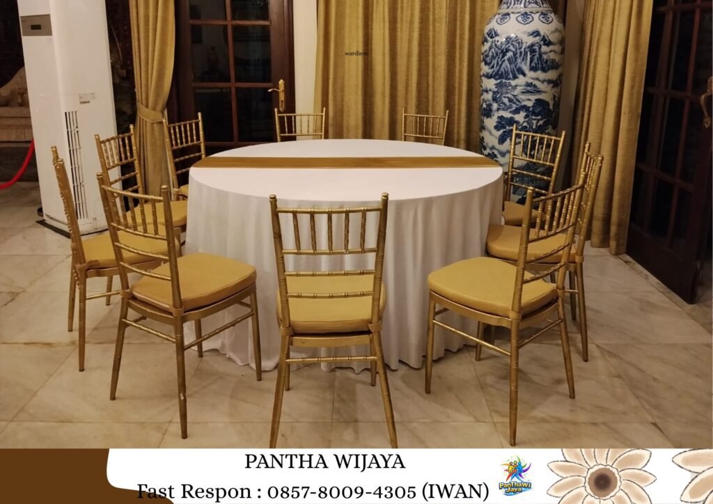 Rental Round Table Tiffany Chairs Gold Cikarang